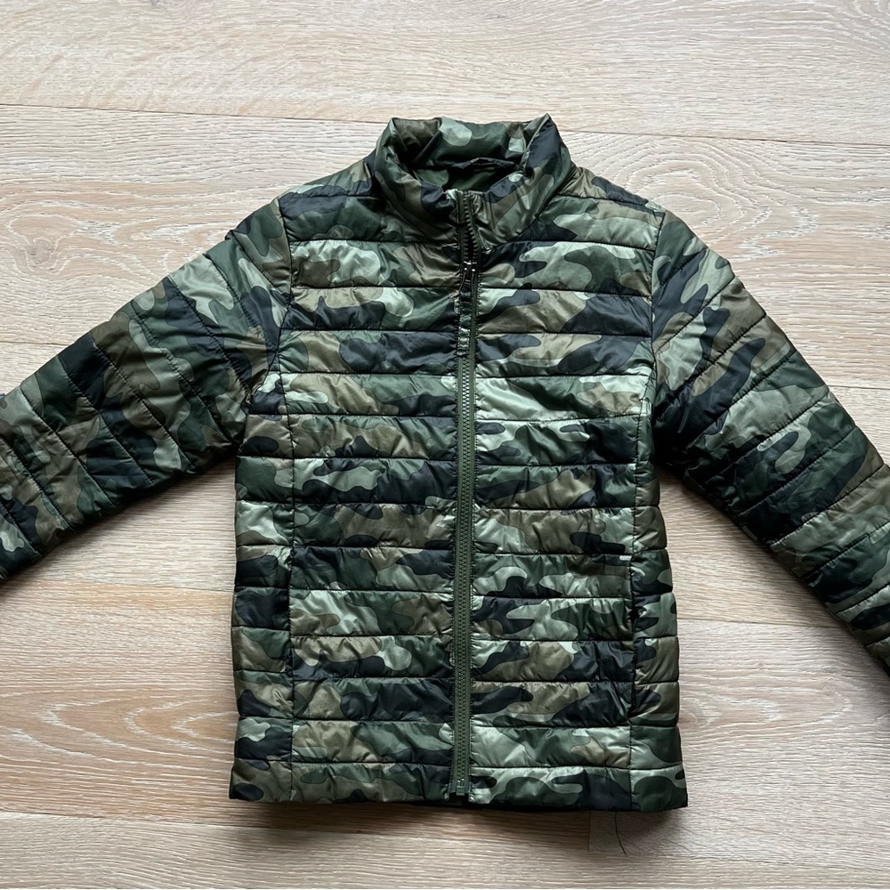 Lands End kids Thermoplume jacket/ green camo size small8